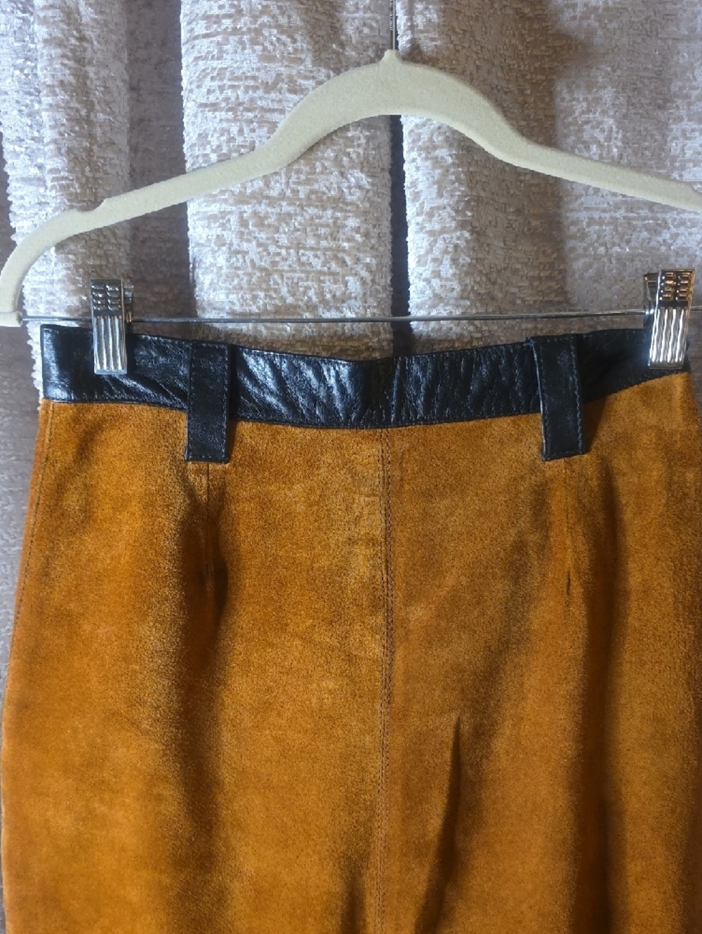 Women's Suede Blazer & Skirt Set in Rich Brown with Black Trim - Picture 10 of 12